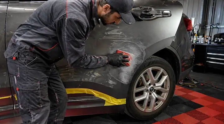 Scratch repair specialists restoring a finish